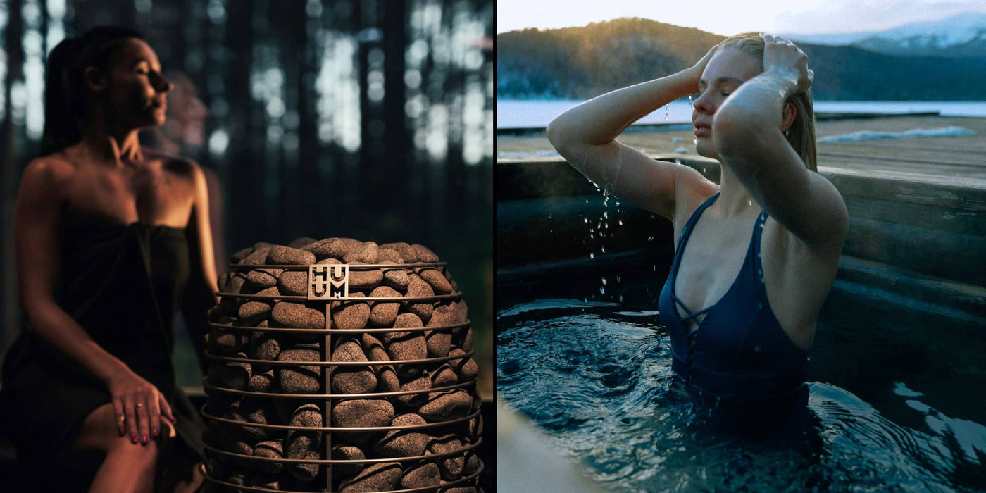sauna heater and cold plunge homepage banner side by side view