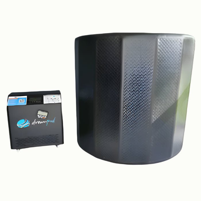 cold plunge Dreampod inflatable barrel FLEX model with chiller, front view