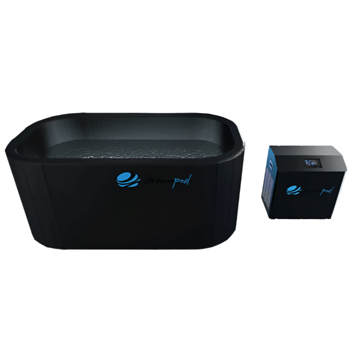 cold plunge tub Dreampod inflatable ice bath FLEX model with chiller, front view