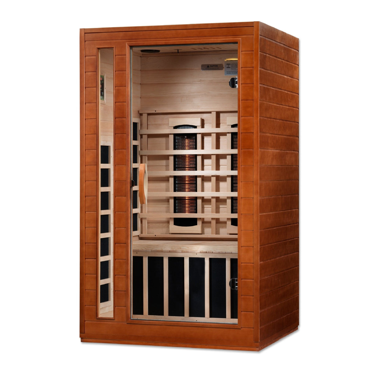 infrared sauna Dynamic Cardoba 2-person full-spectrum model made from Canadian hemlock, angled front-right view