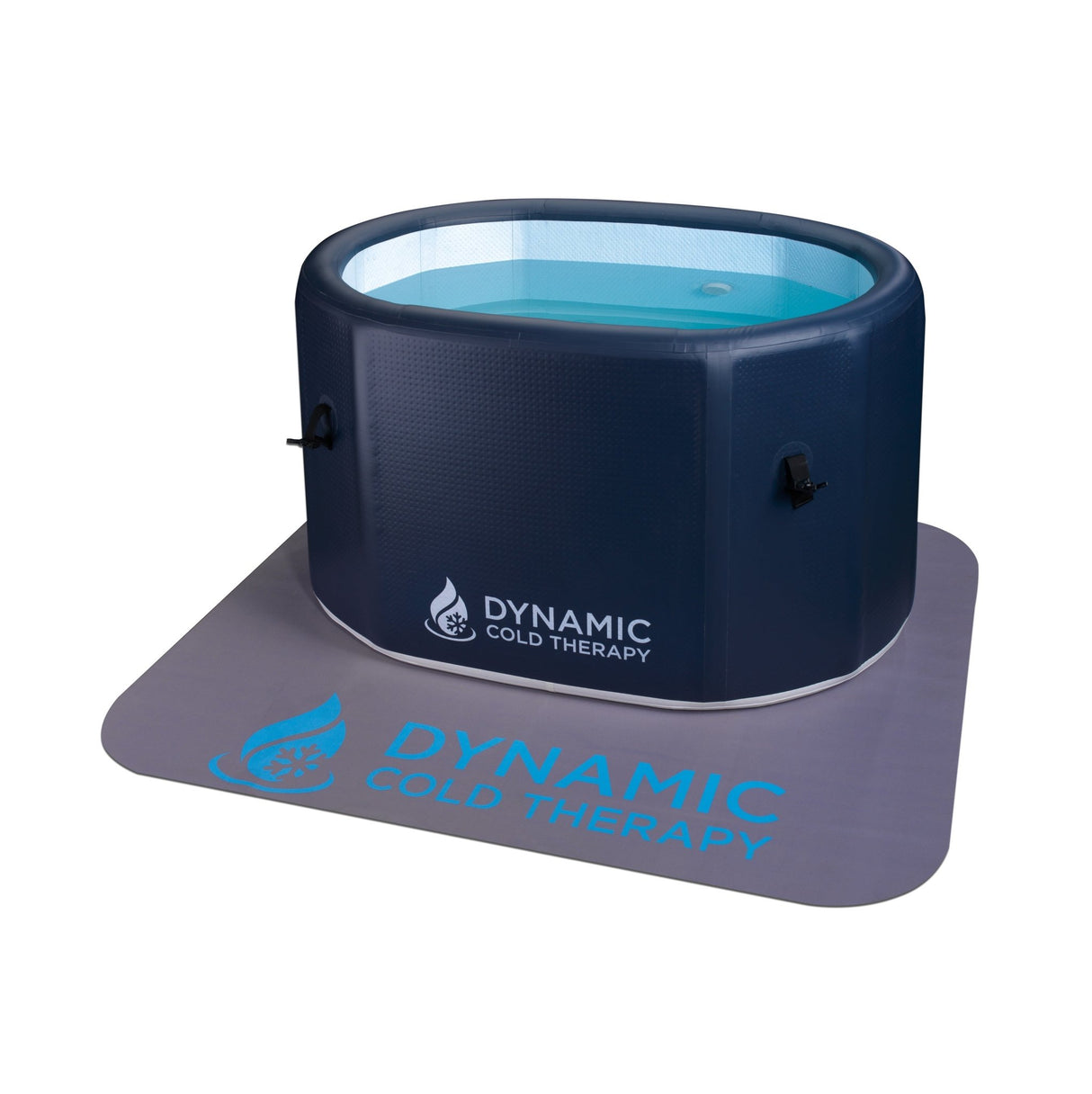 cold plunge Dynamic Cold Therapy inflatable tub with anti-slip mat, front-right view