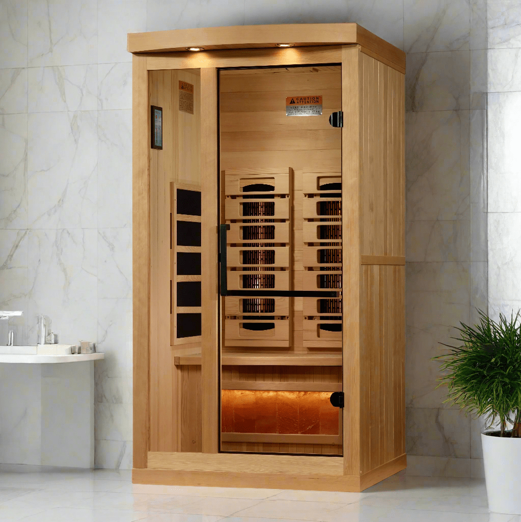Sauna Golden Designs 2025 Reserve Series 1 - 2 Person Full Spectrum Infrared Sauna with Himalayan Salt Bar 5