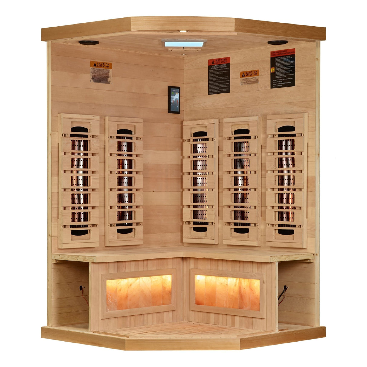 Sauna Golden Designs 2025 Reserve Series 3 - Person Corner Full Spectrum Infrared Sauna with Himalayan Salt Bar 4
