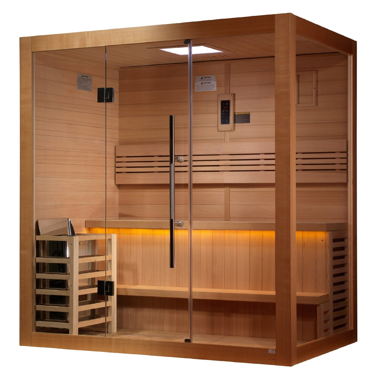 home sauna Golden Designs Forssa Edition 3-person traditional cedar model, angled front-right view