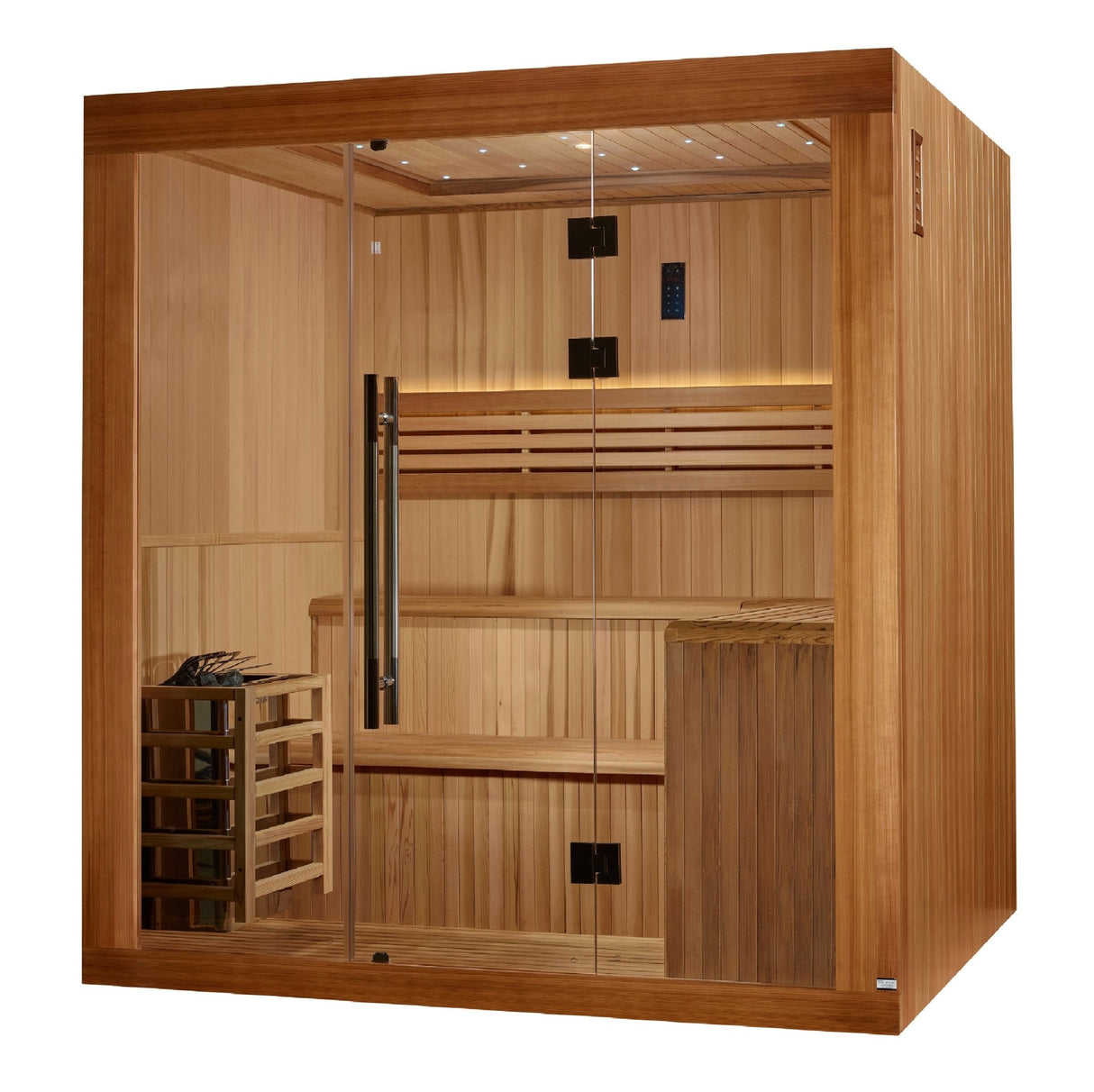 home sauna Golden Designs Osla Edition 6-person traditional model, angled front-right view