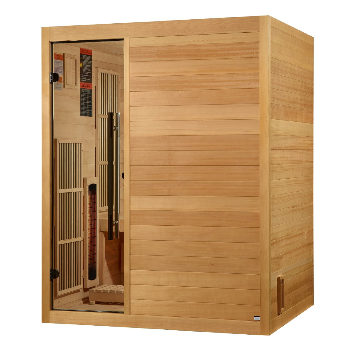 infrared sauna Golden Designs Soria 3-person full spectrum indoor hybrid model, angled front-right view