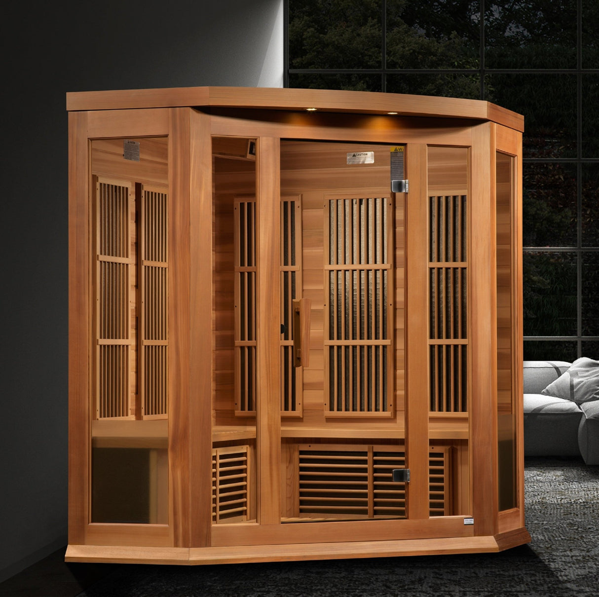 Sauna Maxxus Avignon 3 - Person Corner Near Zero EMF Far Infrared Sauna - Canadian Red Cedar 4