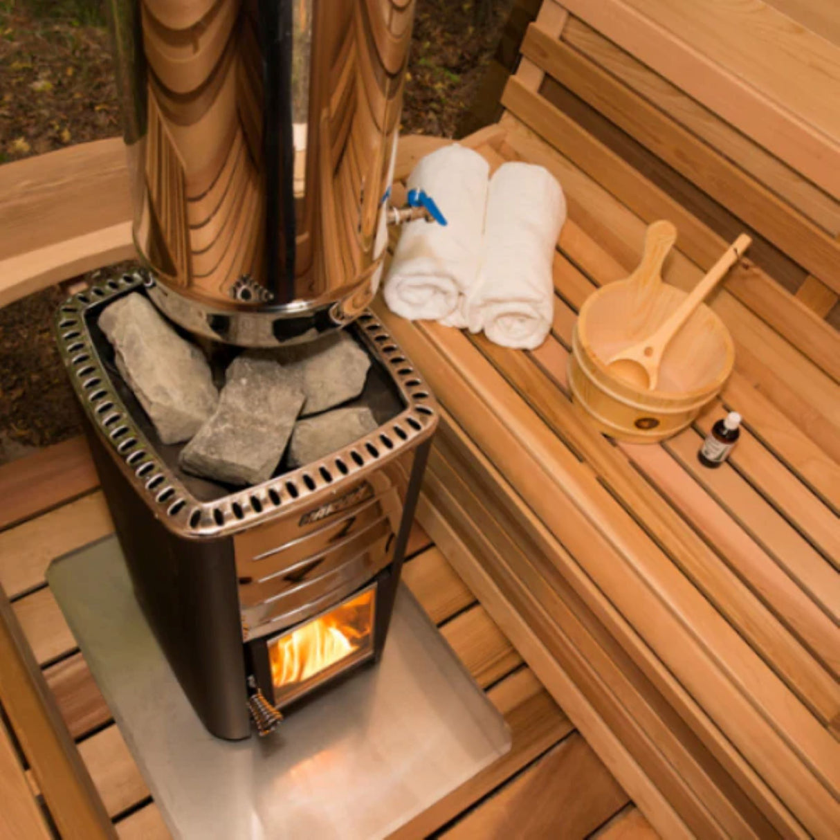 Recovery Rituals 6-Person Panoramic Barrel Sauna