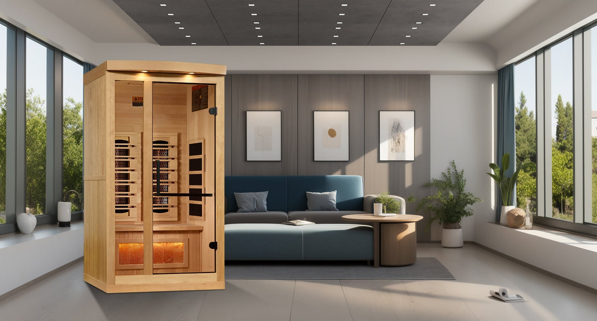 Sauna Golden Designs 2025 Reserve Series 1 - 2 Person Full Spectrum Infrared Sauna with Himalayan Salt Bar 6