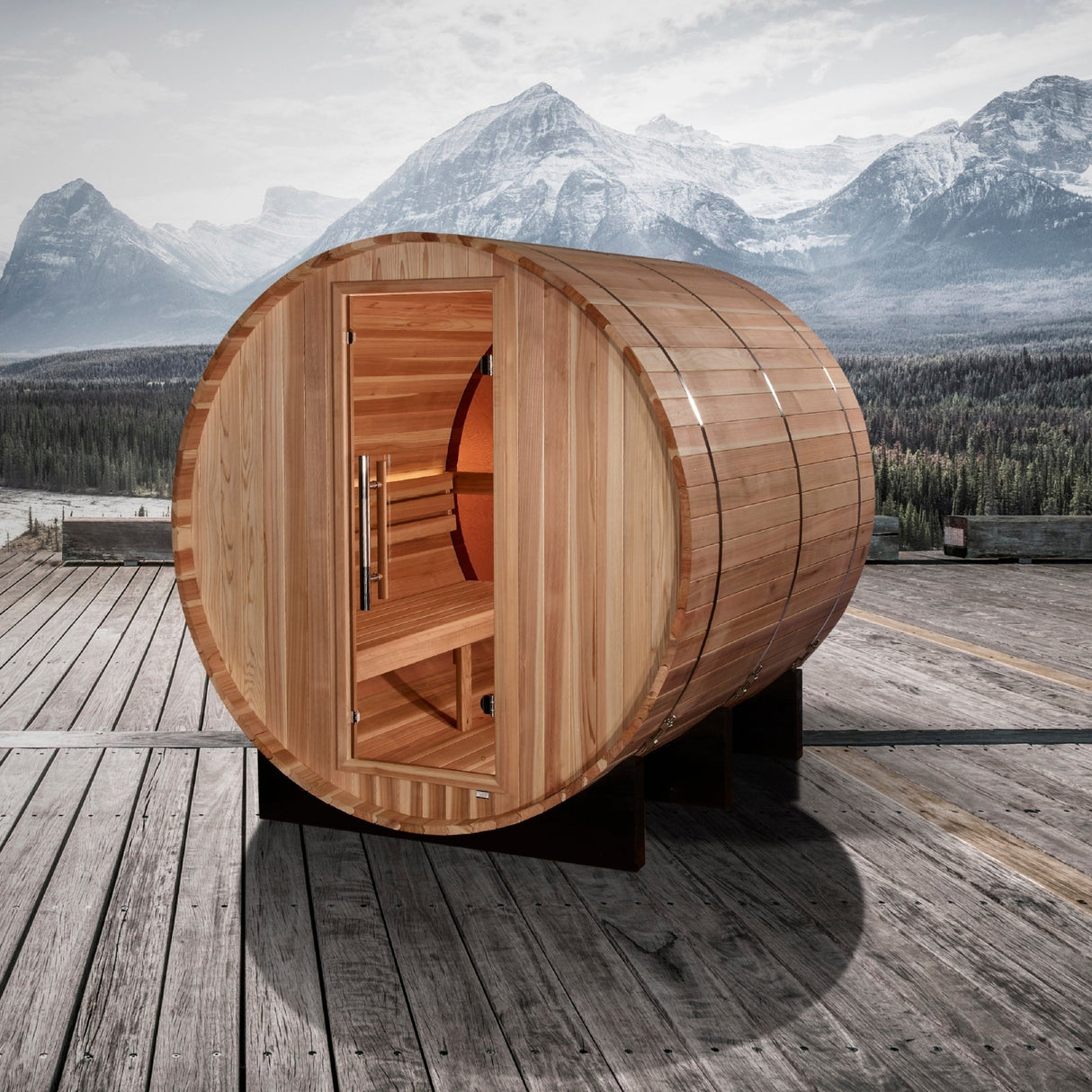 Sauna Golden Designs Zurich 4 - Person Panoramic Barrel Sauna - Bronze Privacy View 5