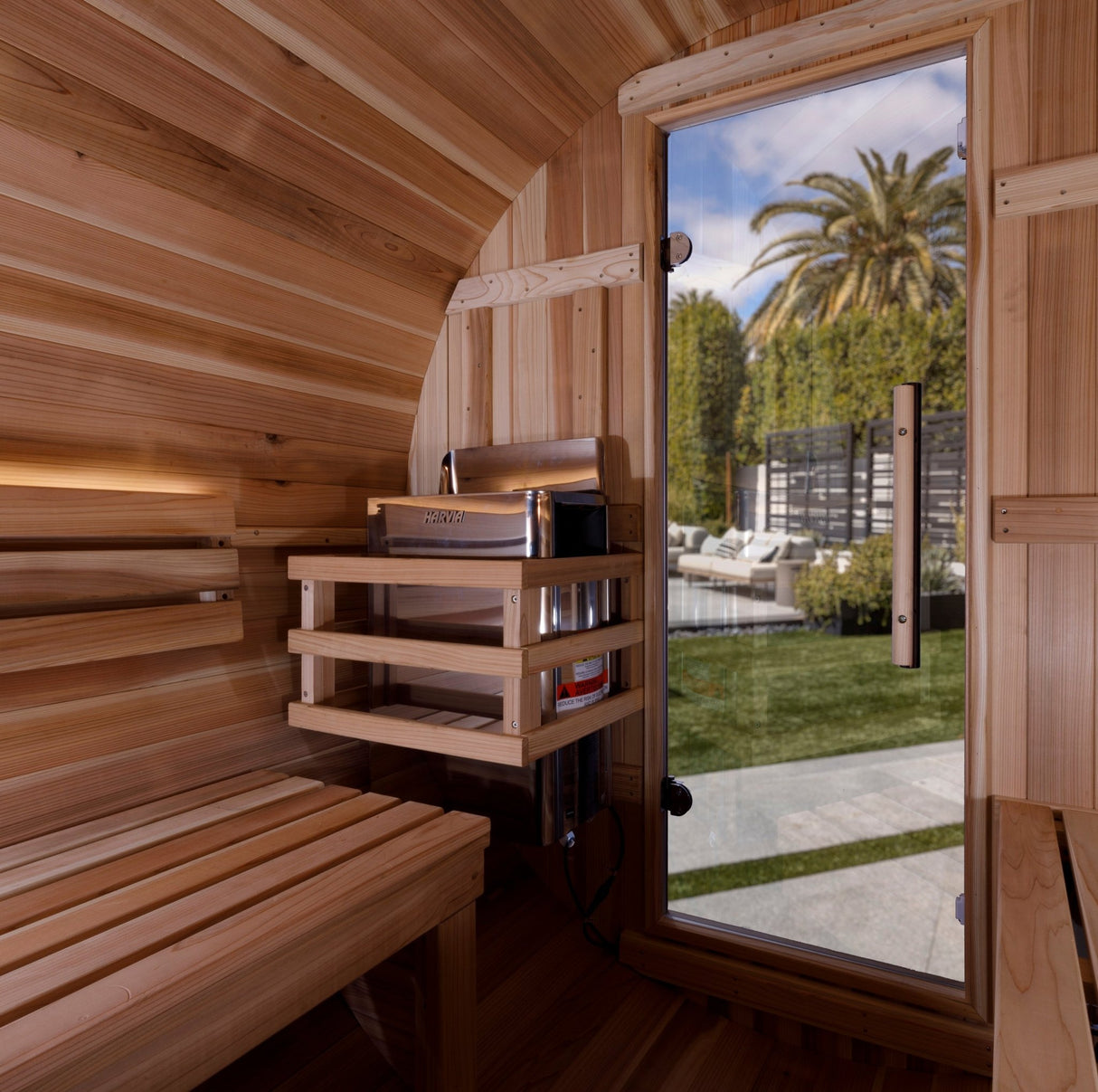 Sauna Golden Designs Zurich 4 - Person Panoramic Barrel Sauna - Bronze Privacy View 6