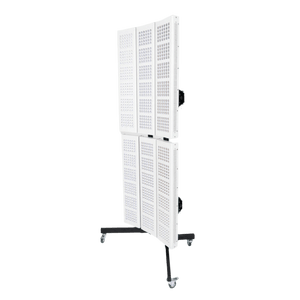 red light therapy Healthsmart 6-panel tower bundle on wheels, angled front-right view