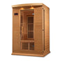 infrared sauna Maxxus 2-person near zero EMF far infrared model made from Canadian hemlock, angled front-right view
