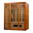 infrared sauna Maxxus Alpine dual-tech 3-person low EMF far infrared model made from Canadian hemlock, front-right view
