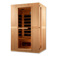 infrared sauna Maxxus Serenity dual tech 2-person low EMF far infrared model, angled front-right view