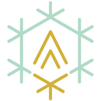recovery rituals logo with gold flame symbol inside mint green snowflake