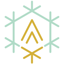 recovery rituals logo with gold flame symbol inside mint green snowflake